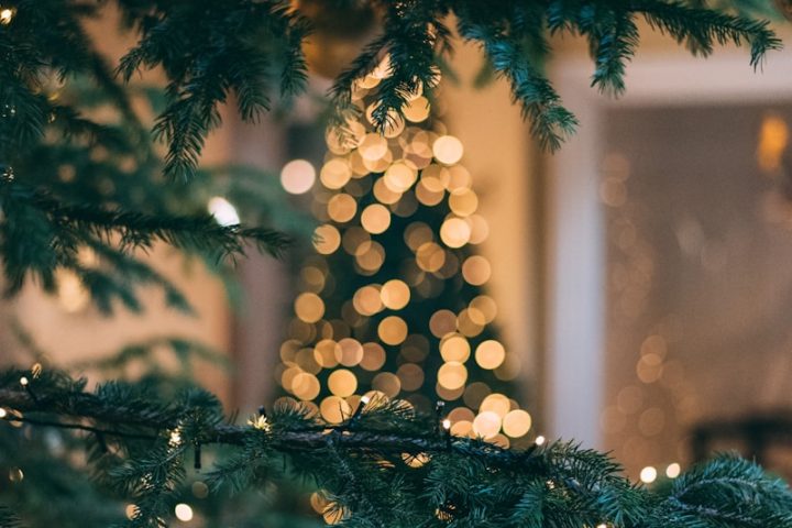Christmas tree with string lights