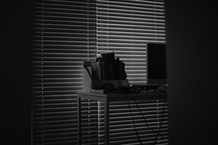 white window blinds on window